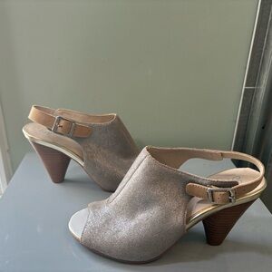 Seychelles Silver Peep-Toe Mules